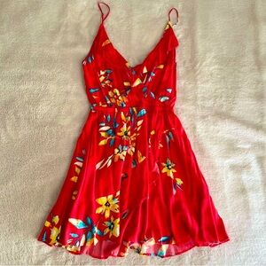 Express red floral short dress size extra small